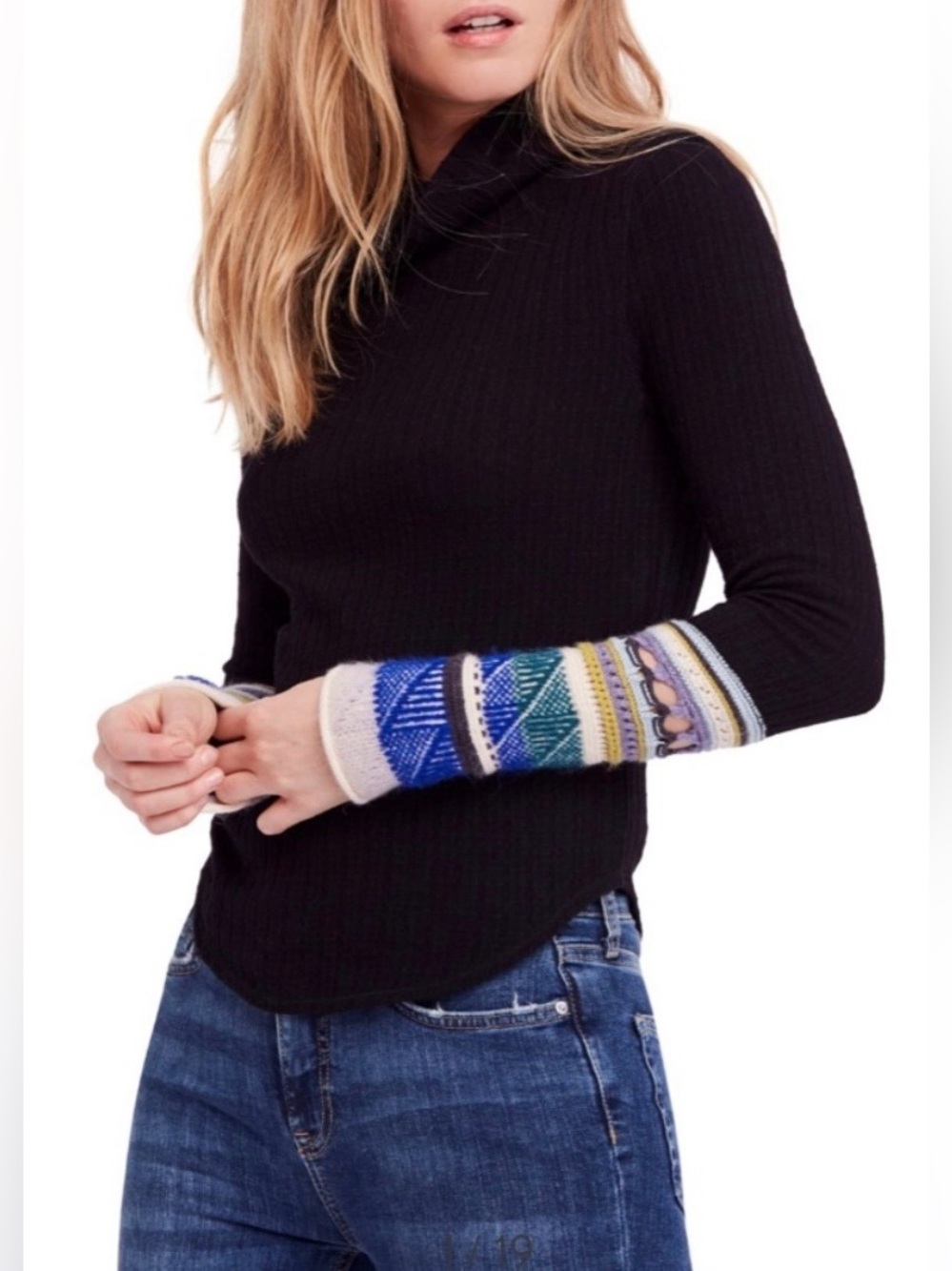 Free People Mixed Up Cuff Thermal Top Women's Size SM